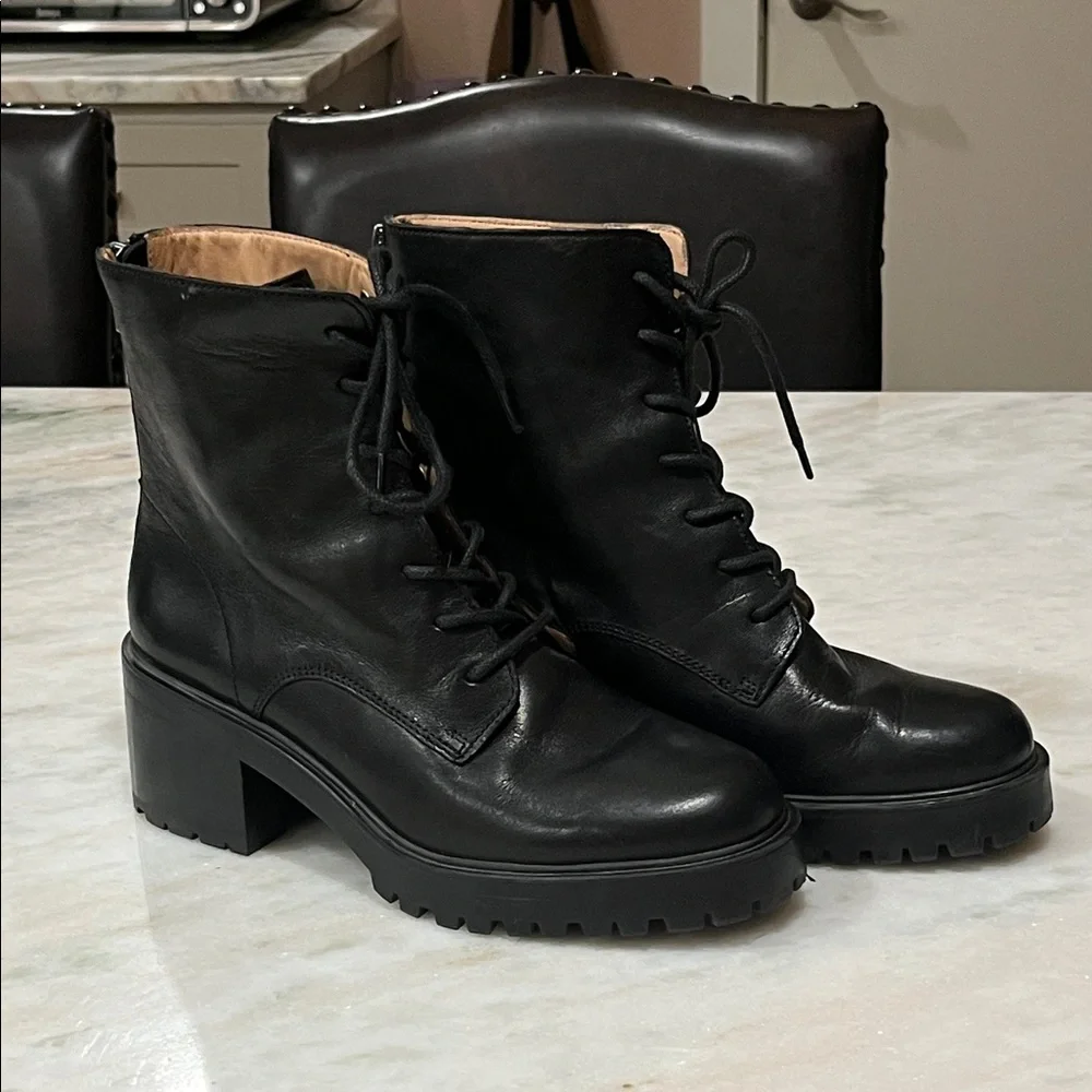 Madewell Black Leather Combat Boots 7.5 - Picture 9 of 9